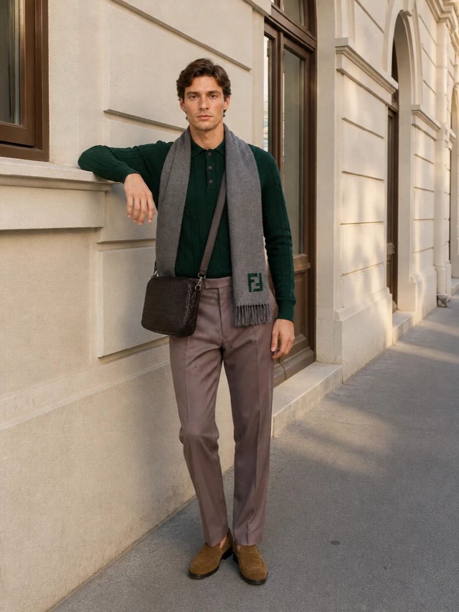 Zanone green polo zegna trousers tods loafers