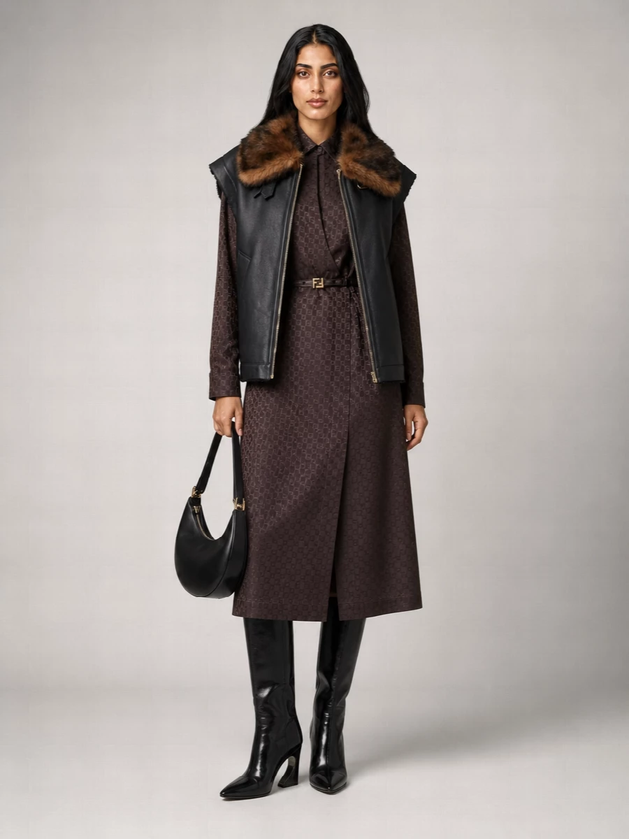 Fendi Leather Shearling Gilet