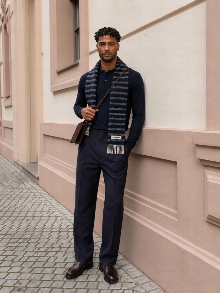 Jacquemus navy polo tailored trousers loafers