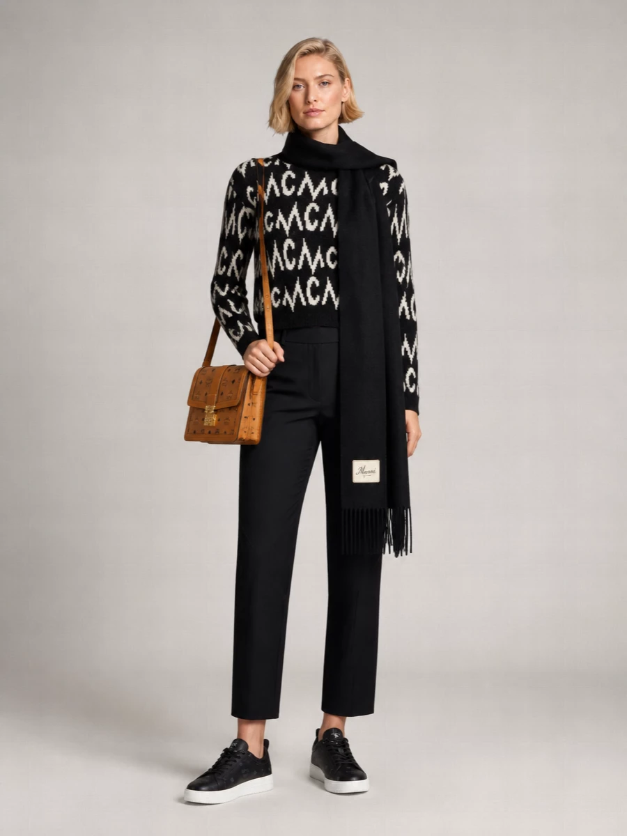 Mcm Ribbed Oversized Embroidered Cashmere-Blend Sweater