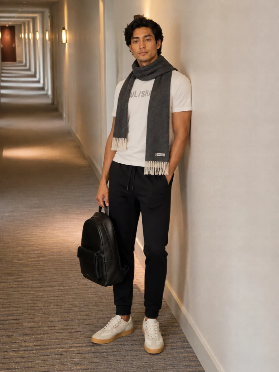 Paul shark tee black joggers white sneakers