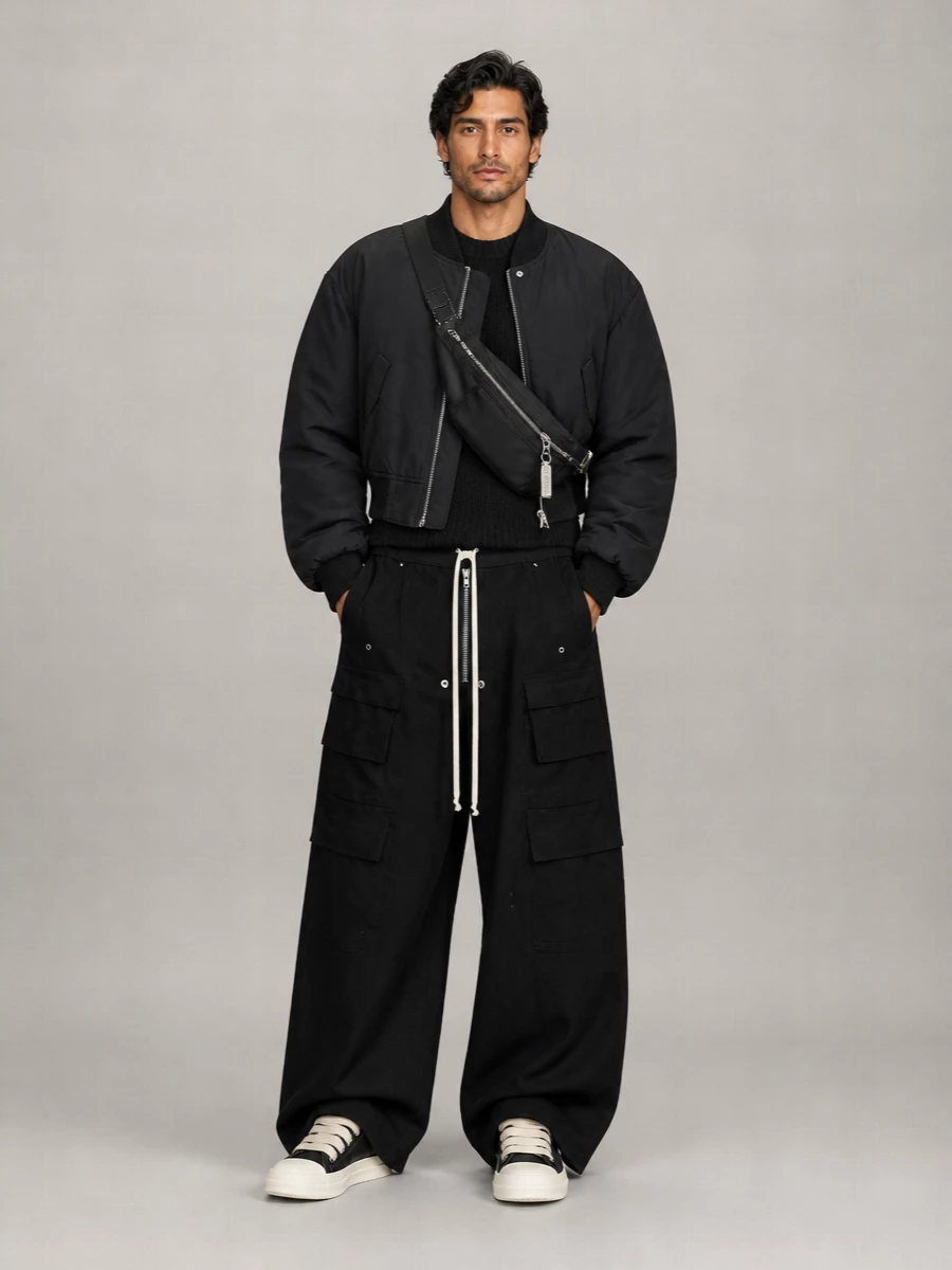 Rick Owens Padded Gathered Sleeve Bomber Jacket