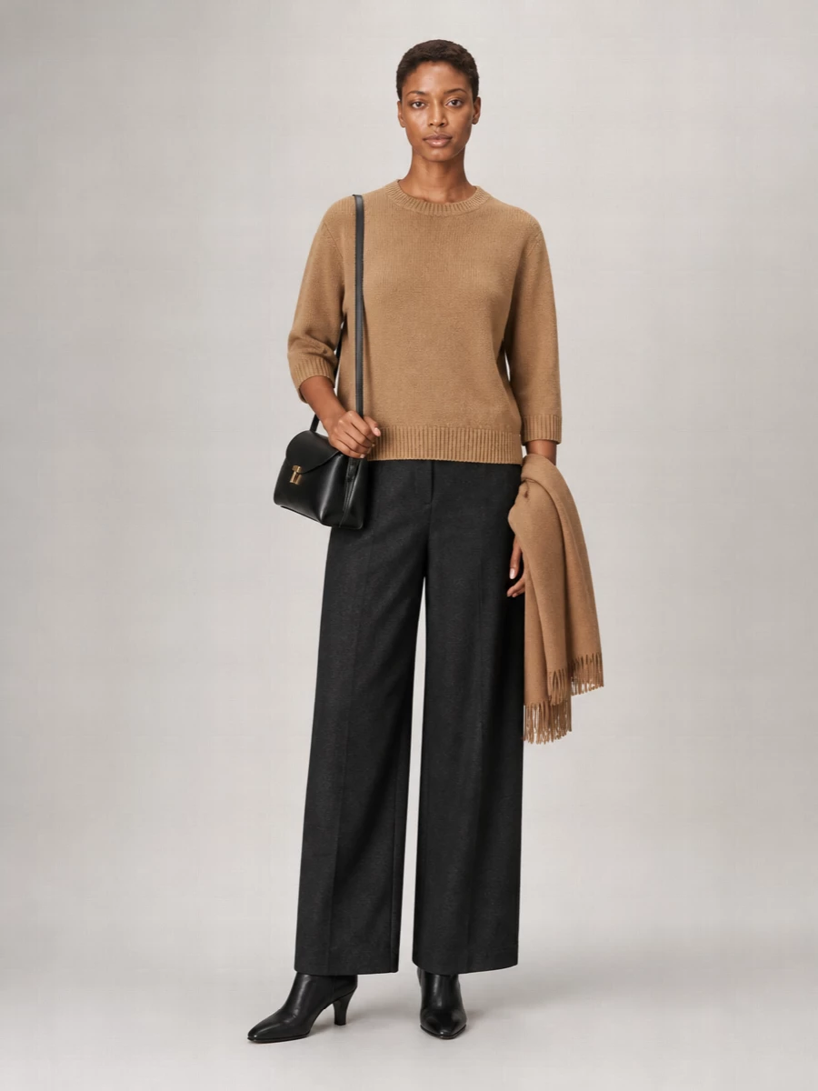 Totême wool ribbed crew neck asymmetric jumper