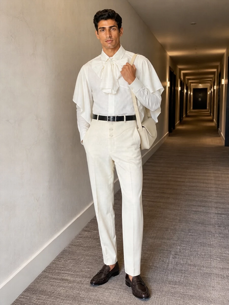 Sacai shirt saint laurent trousers loafers