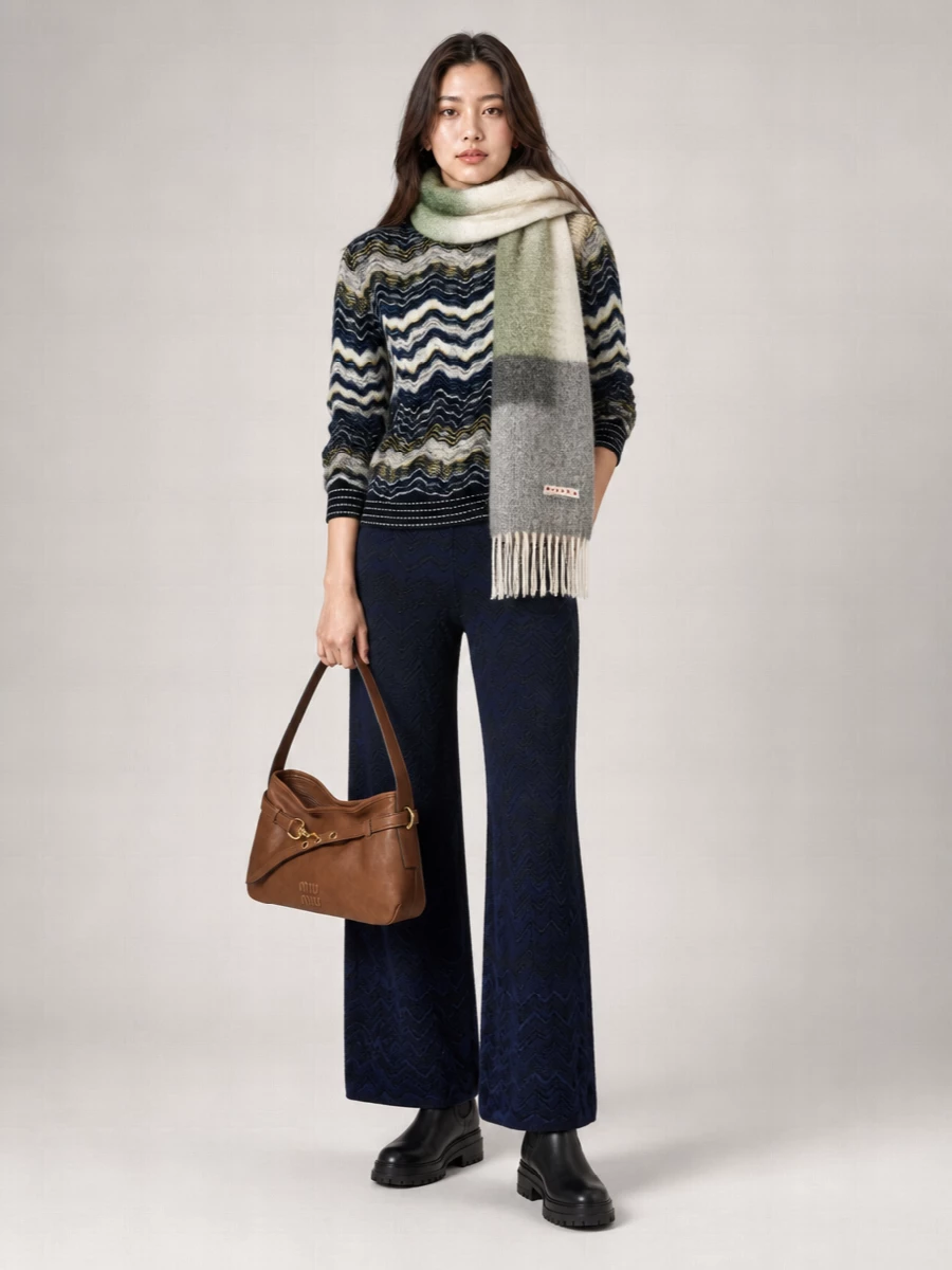 Missoni Zigzag Knit Wool Blend Crew Neck Jumper