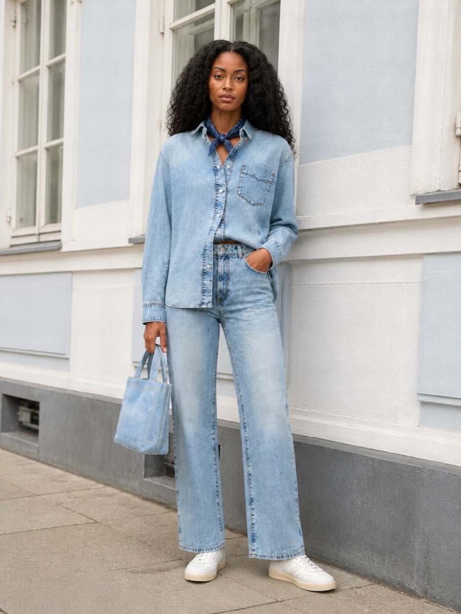 Jacob cohen denim shirt light wash jeans outfit