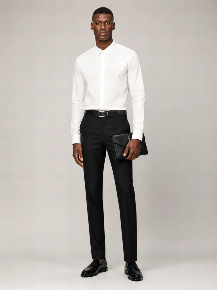 Saint Laurent Heavy Cotton Poplin Flap Collar Shirt