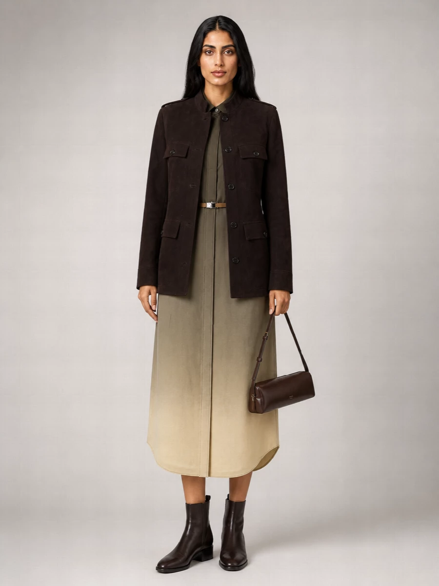 Prada Suede Military Coat