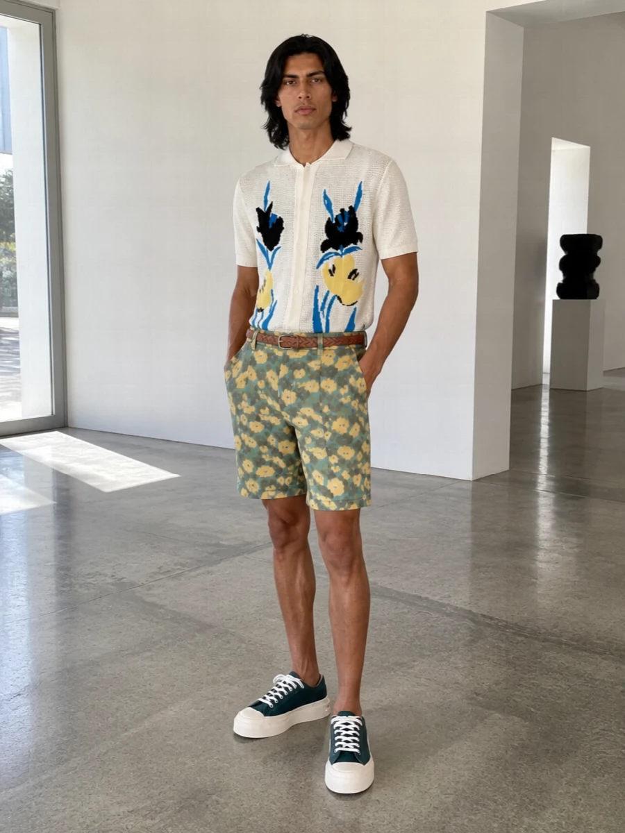 Marni floral shorts knit polo summer outfit