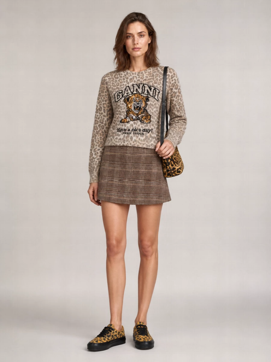 Ami Paris Leopard-Print Leather Shoulder Bag
