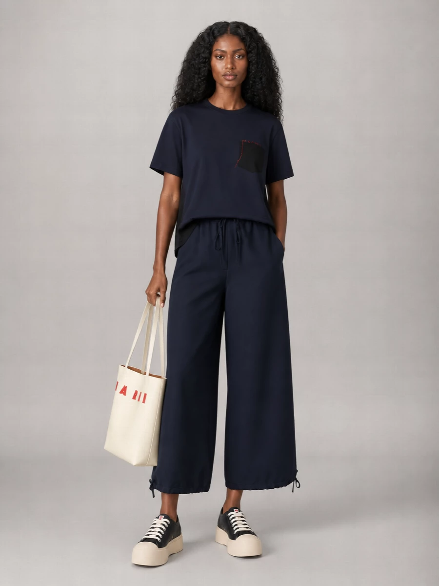 Marni Cotton Asymmetric Logo-Patch T-Shirt