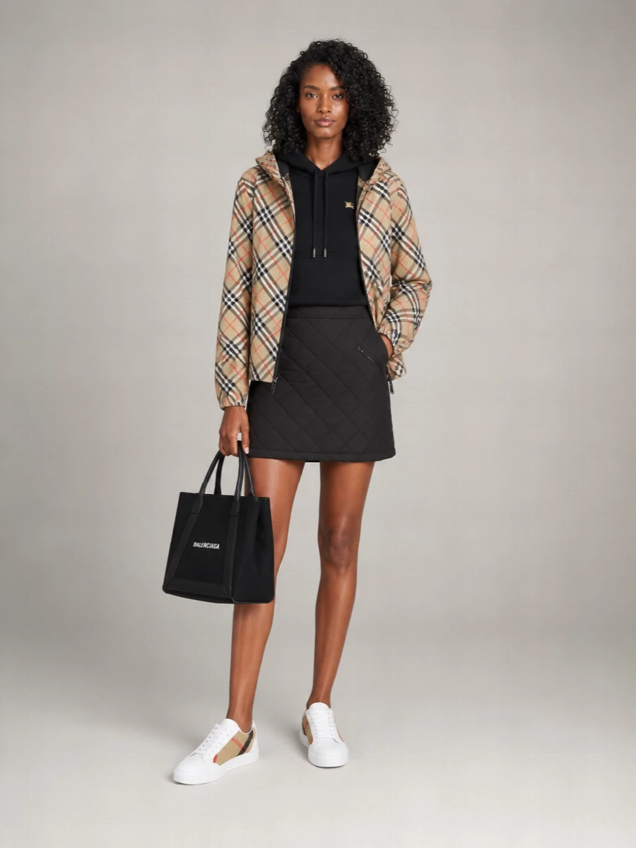 Burberry Check Hooded Windbreaker Jacket