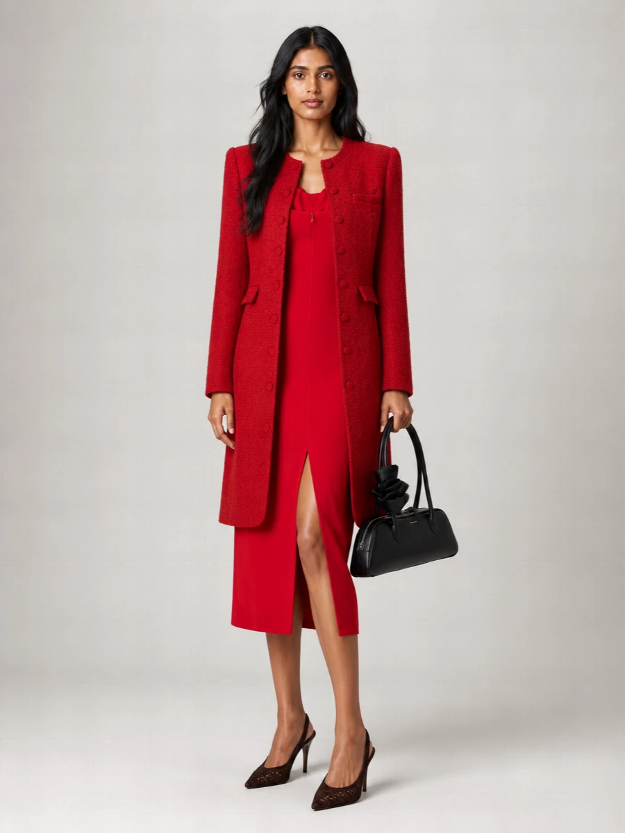 Magda Butrym Bouclé Mini Single Breasted Coat