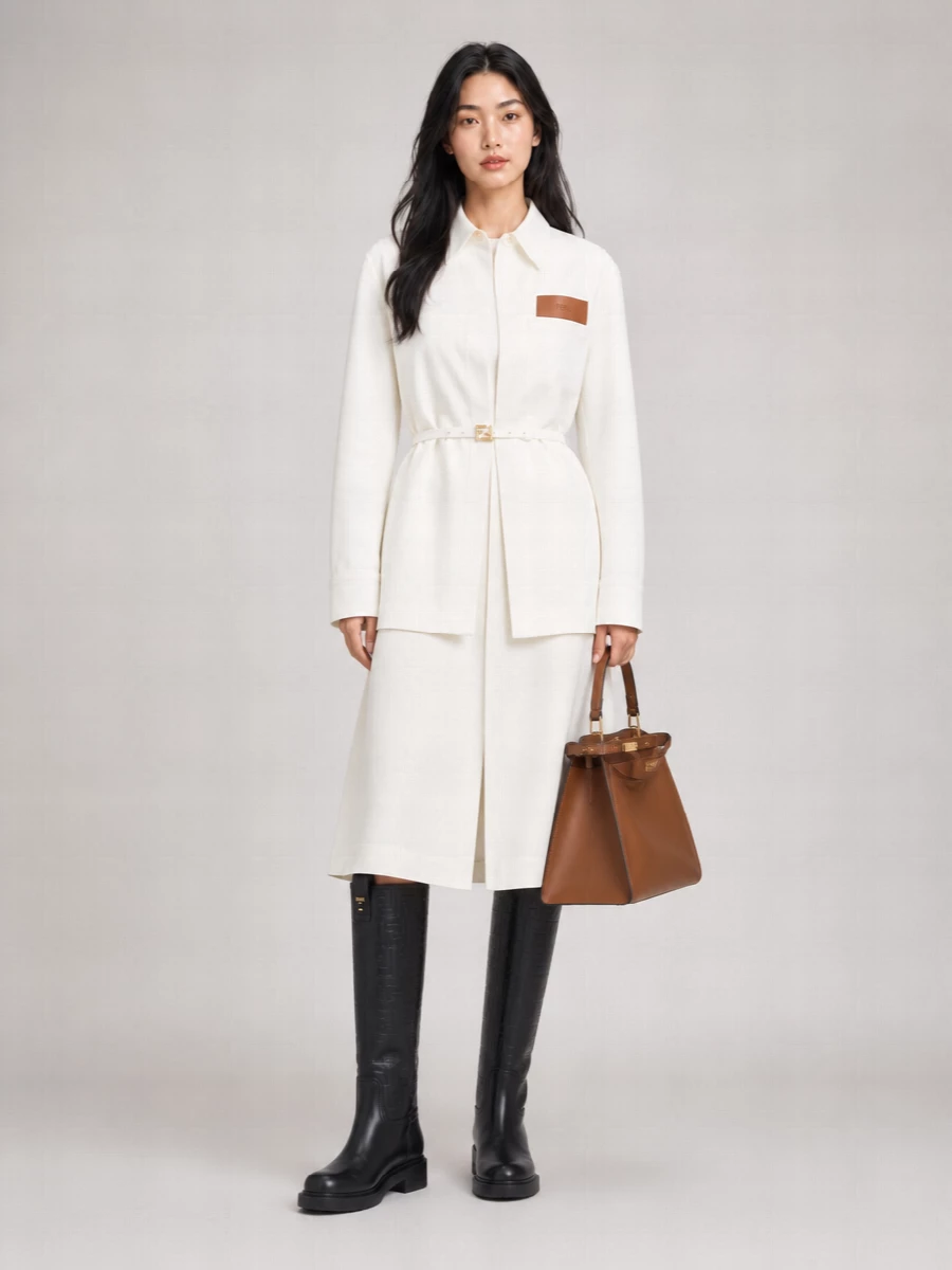 Fendi Linen Belted Single-Breasted Jacket