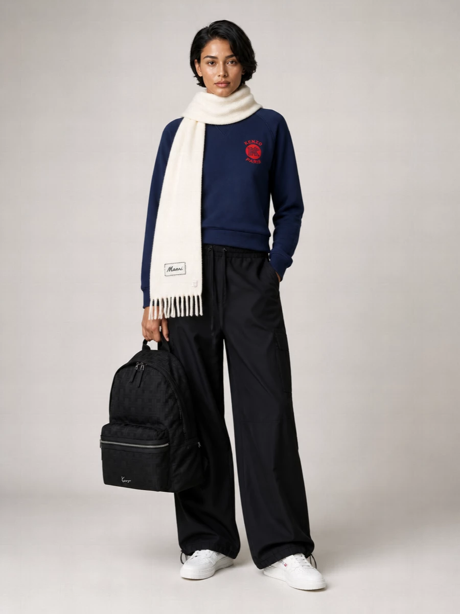 Kenzo Cotton Logo Embroidered Sweatshirt
