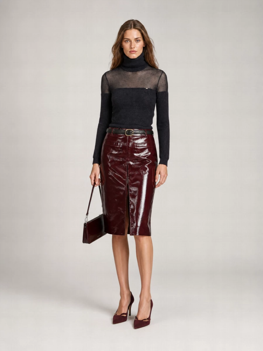 Self-Portrait Leather Slim-Fit Mini Skirt