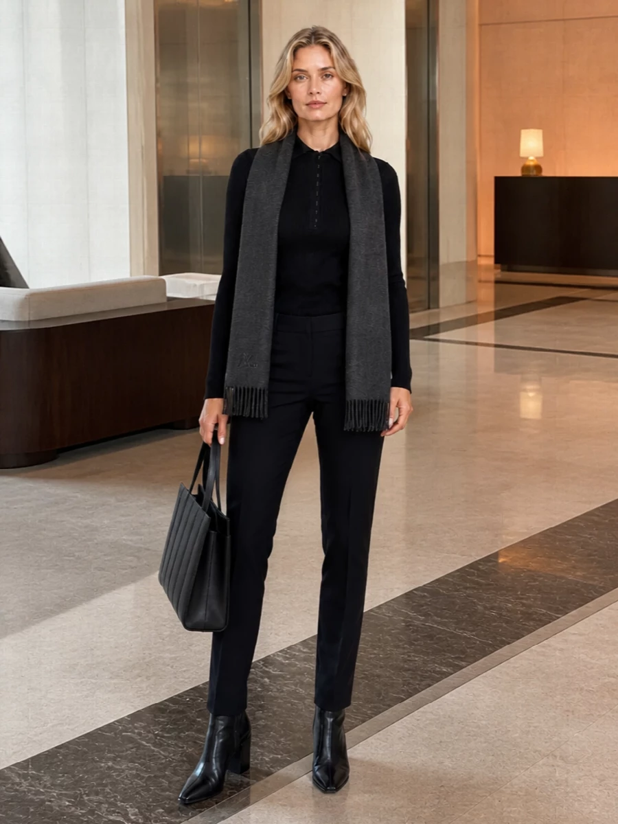Max mara black polo tailored trousers outfit