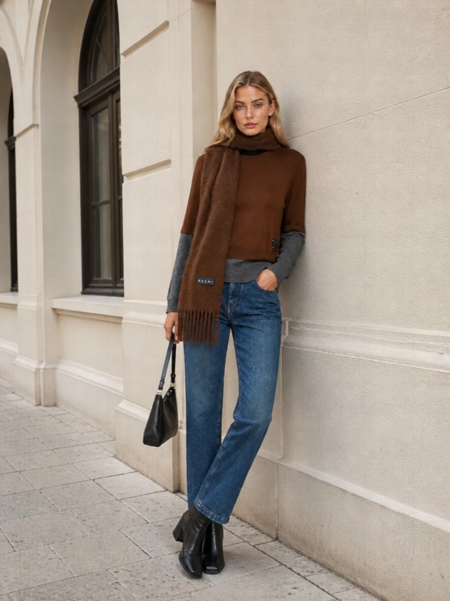 Marni jeans color block knit black ankle boots
