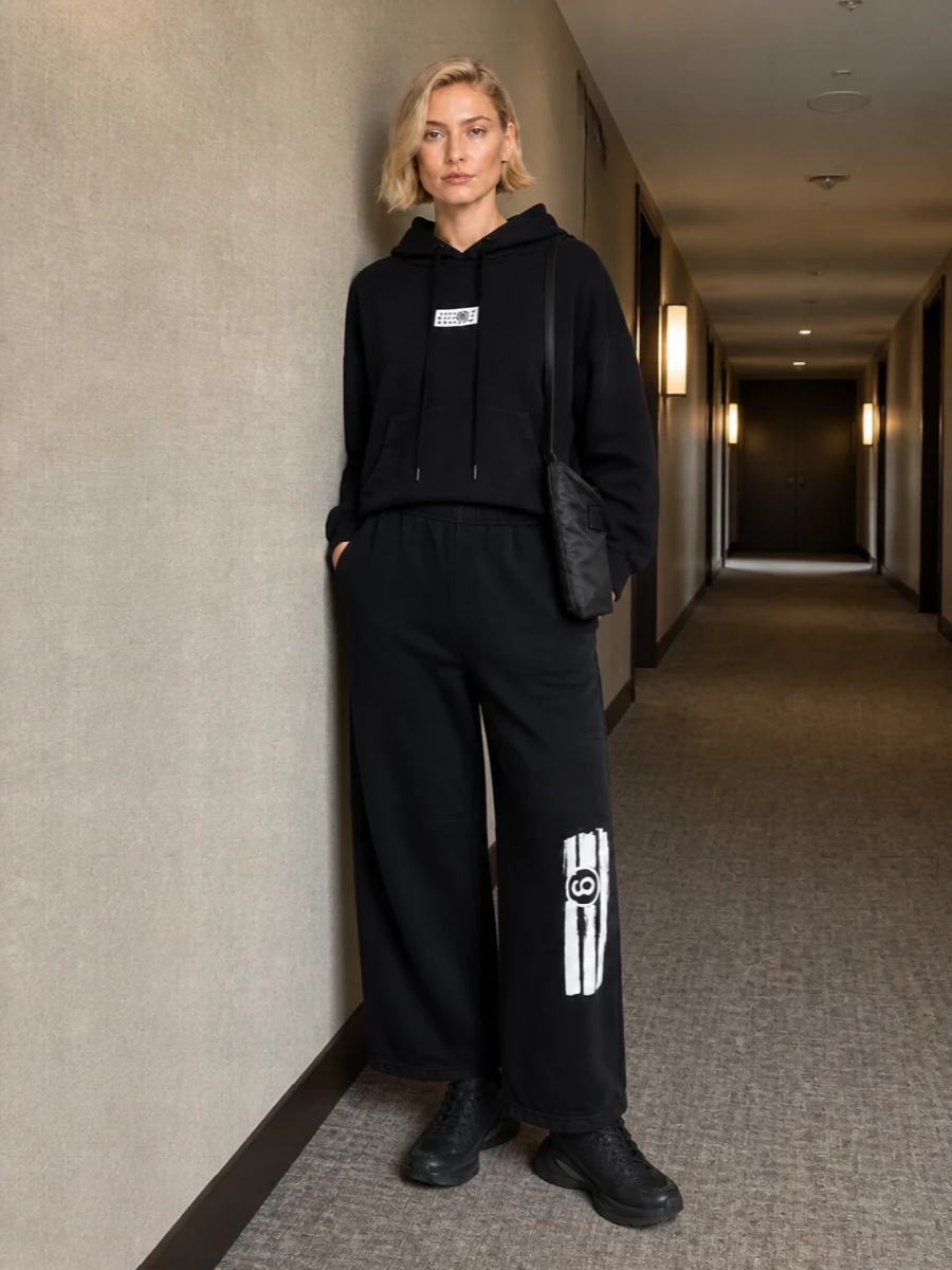 Mm6 margiela black wide leg sweatpants outfit
