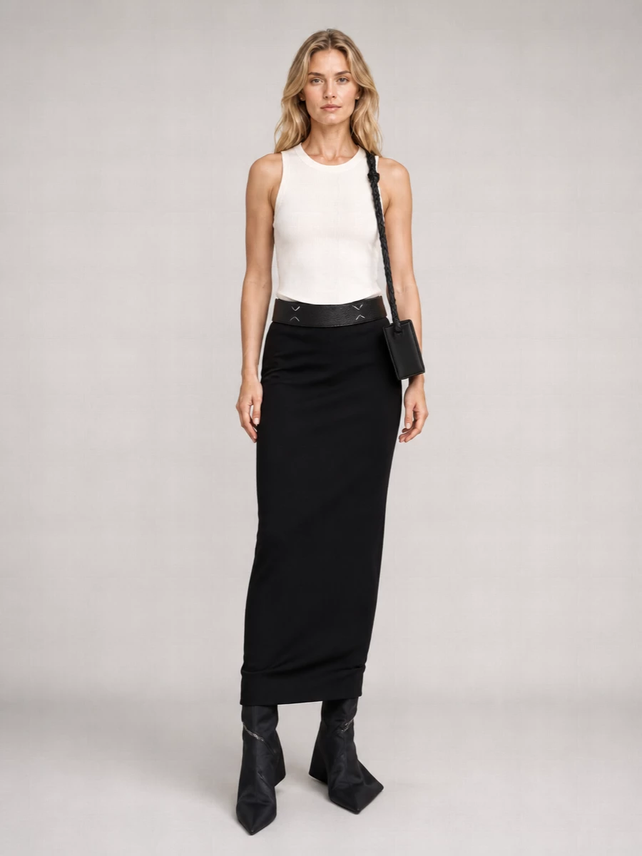 Rick Owens Top With Curved Hem And Ribbed Sleeves