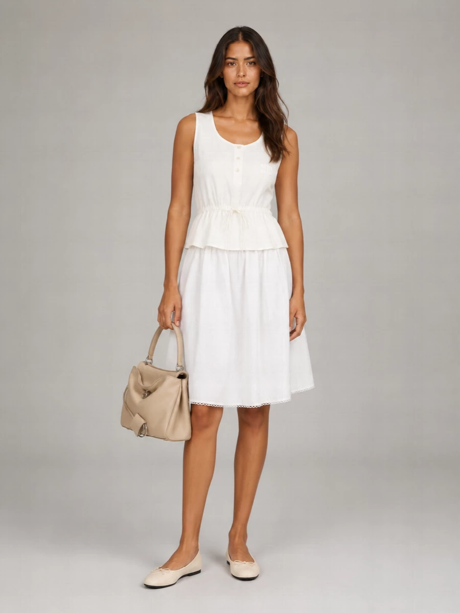 Miu Miu Cotton Linen Full Skirt