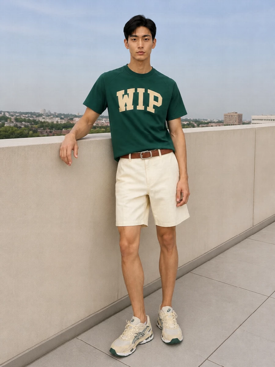 Carhartt wip tee cream shorts asics sneakers