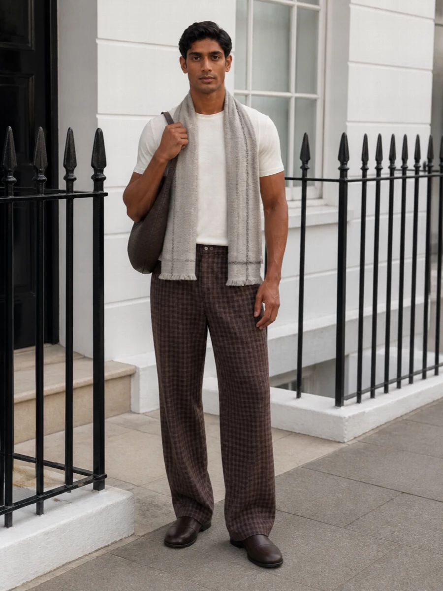 Tekla pajama trousers zegna ivory tee slippers