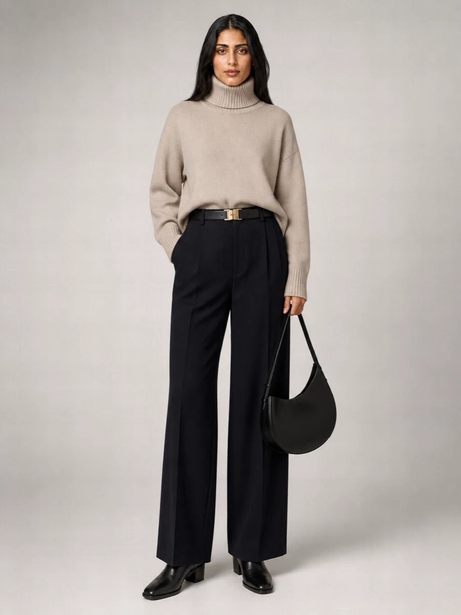 Soeur Virgin Wool High-Rise Wide-Leg Trousers