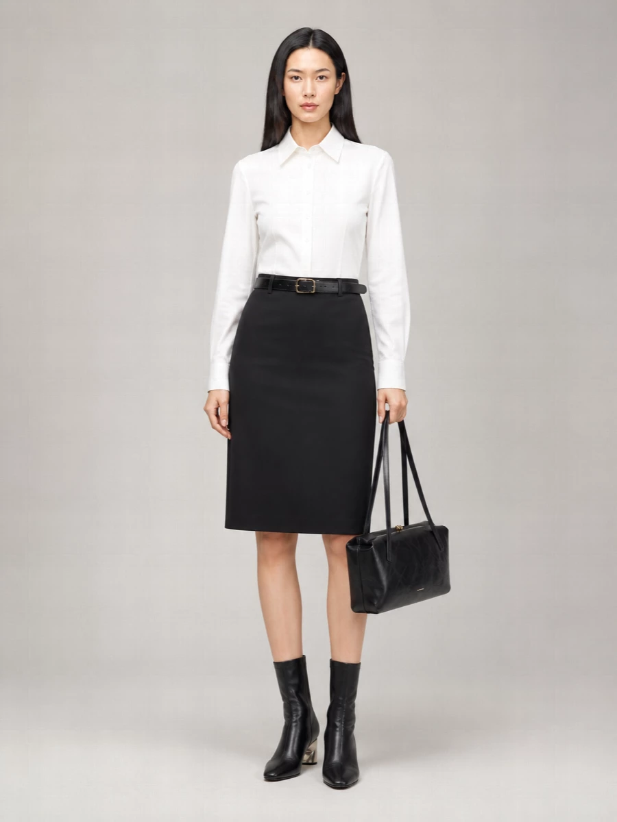 Jil Sander Virgin Wool Straight Skirt
