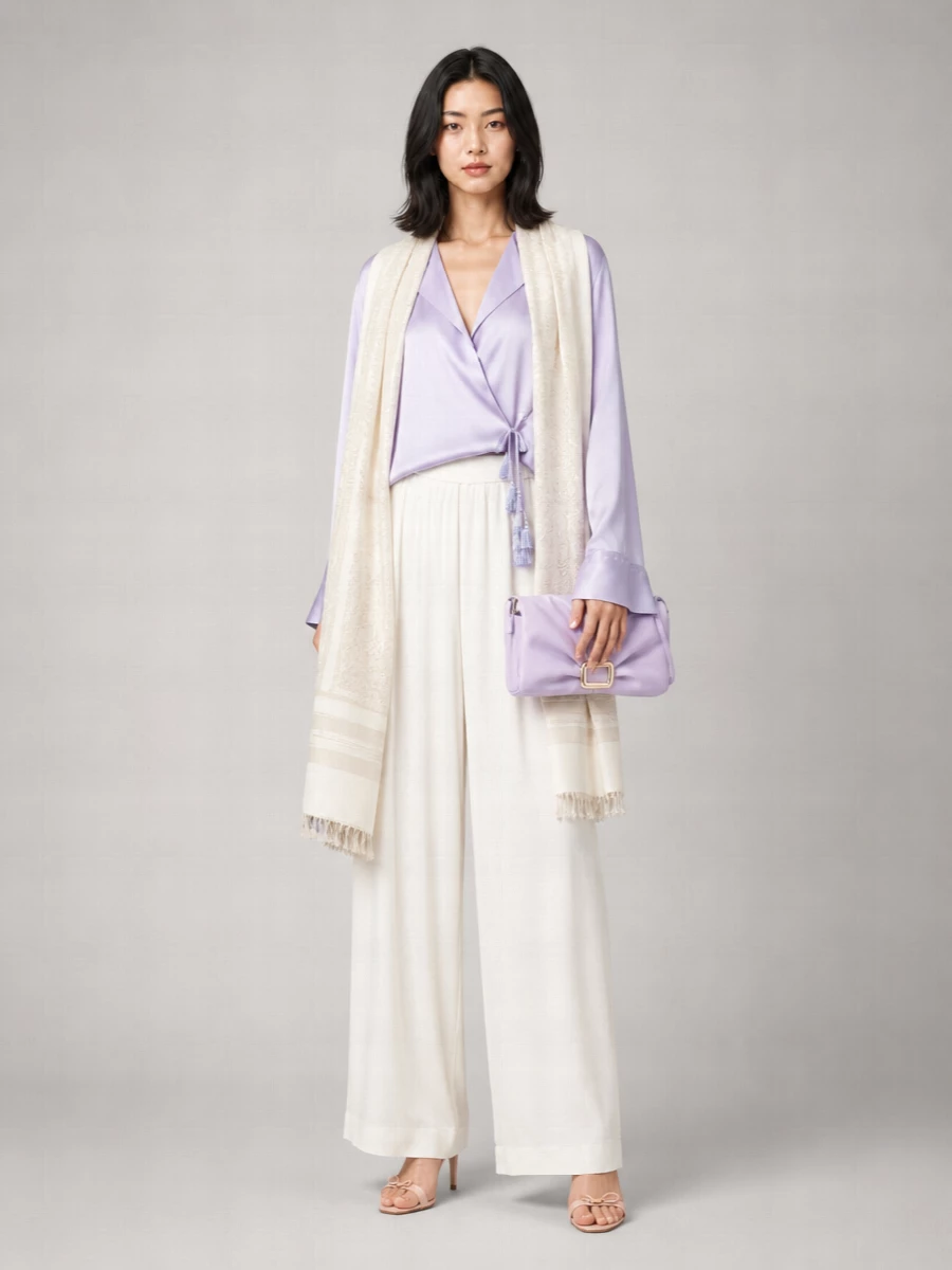 Forte Forte Silk Satin Draped Double-Breasted Blouse