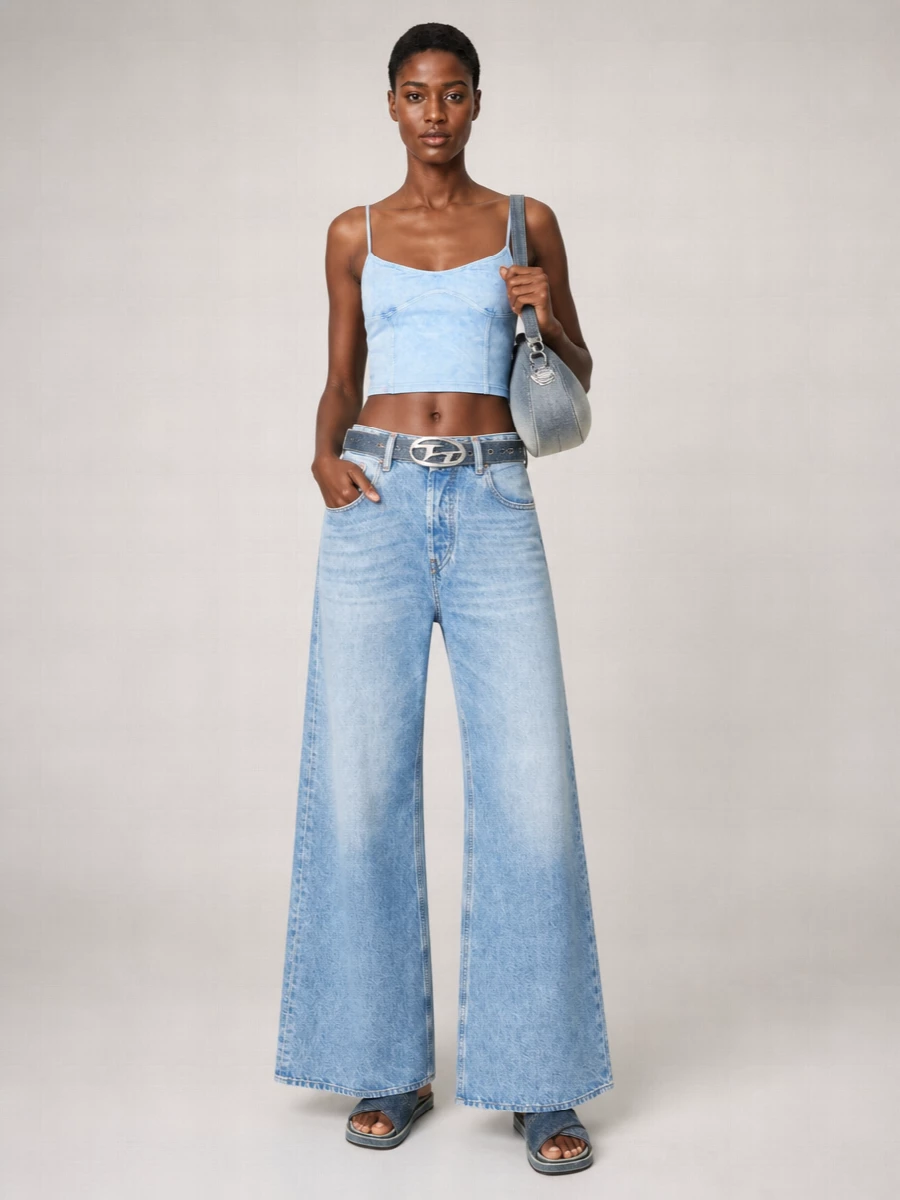 Diesel Denim Low-Rise Wide-Leg Jeans