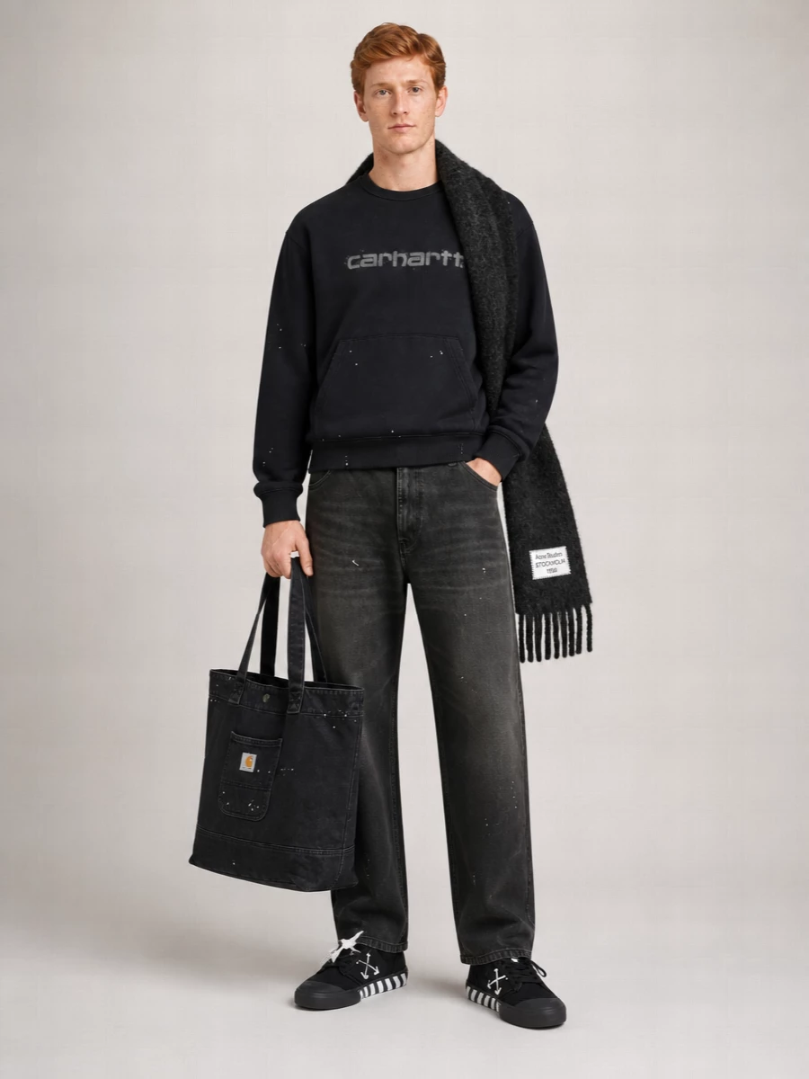Carhartt Wip Logo-Print Paint-Splatter Cotton Sweatshirt
