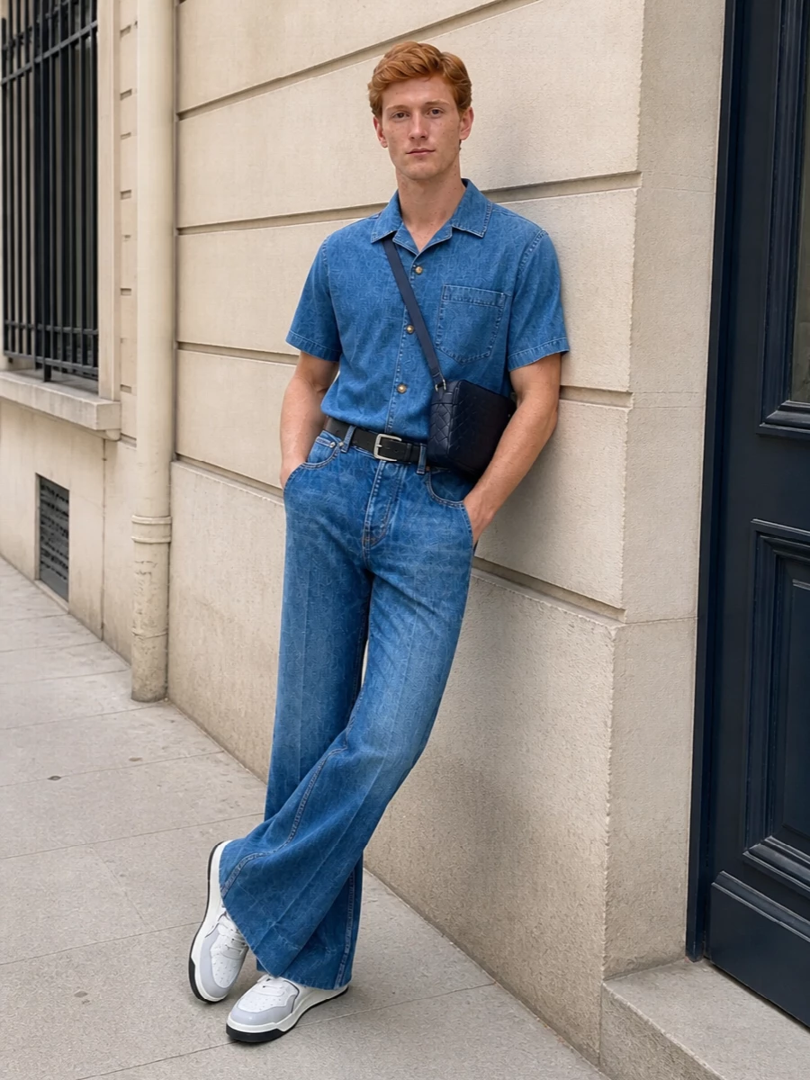 Valentino high rise flared jeans street style outfit