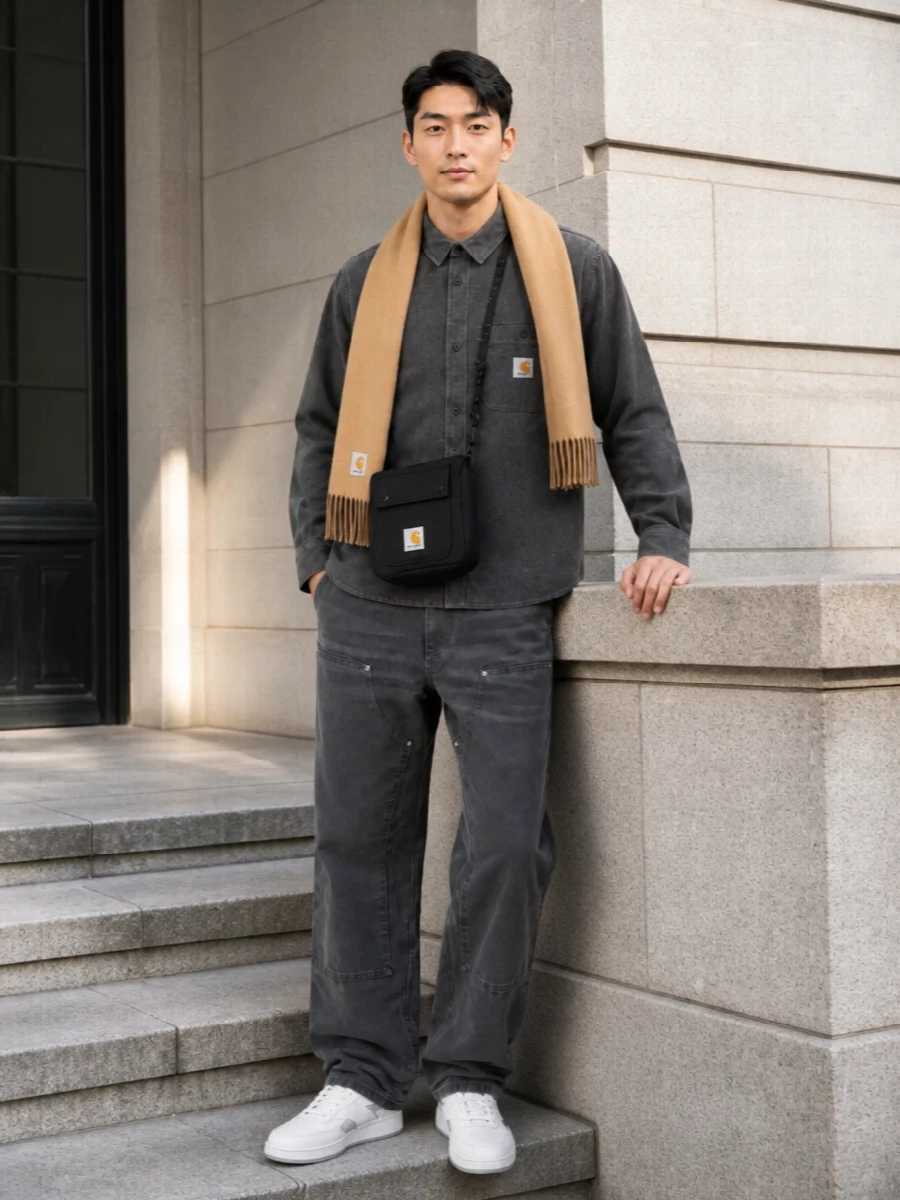 Carhartt wip charcoal shirt grey utility pants