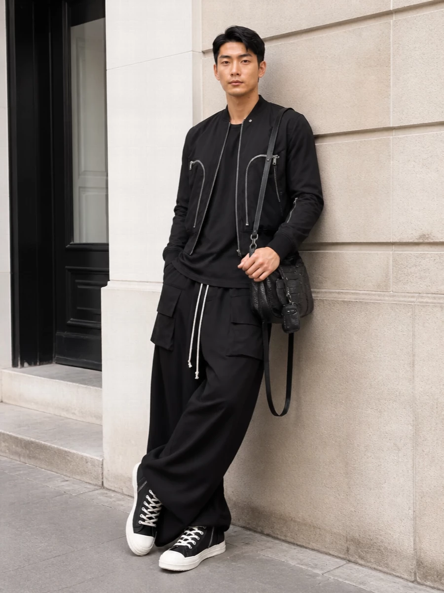 Rick owens drkshdw bomber wide leg cargo pants