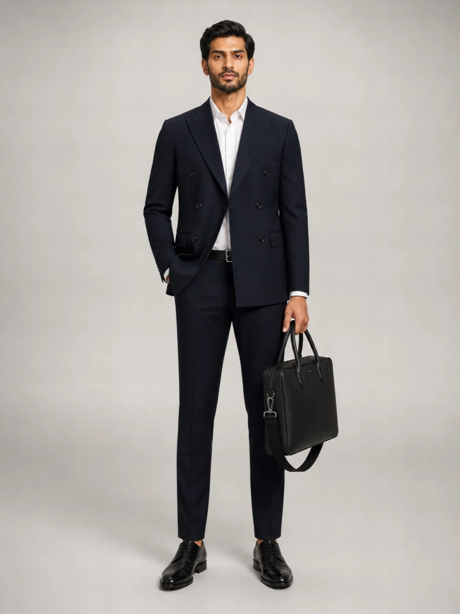 Boss Virgin Wool Double-Breasted Tuxedo Jacket