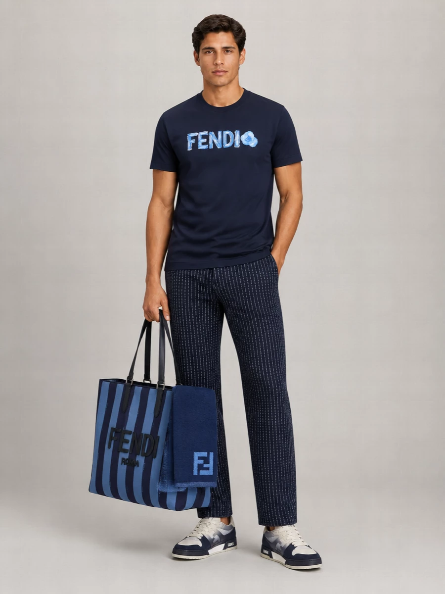 Fendi Virgin Wool Logo-Pattern Scarf