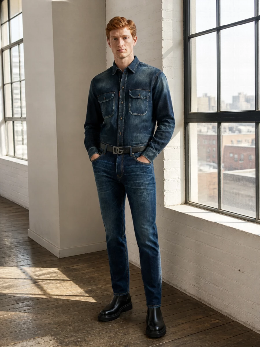 Dsquared2 denim shirt jeans chelsea boots