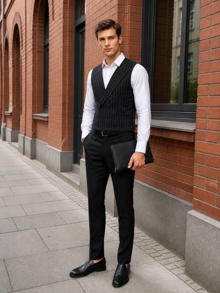 Dolce gabbana pinstripe waistcoat black trousers
