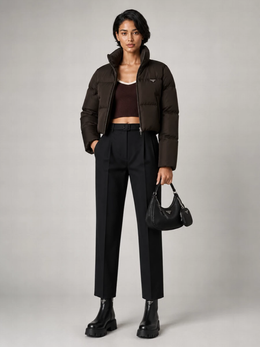 Prada Down Cropped Puffer Jacket