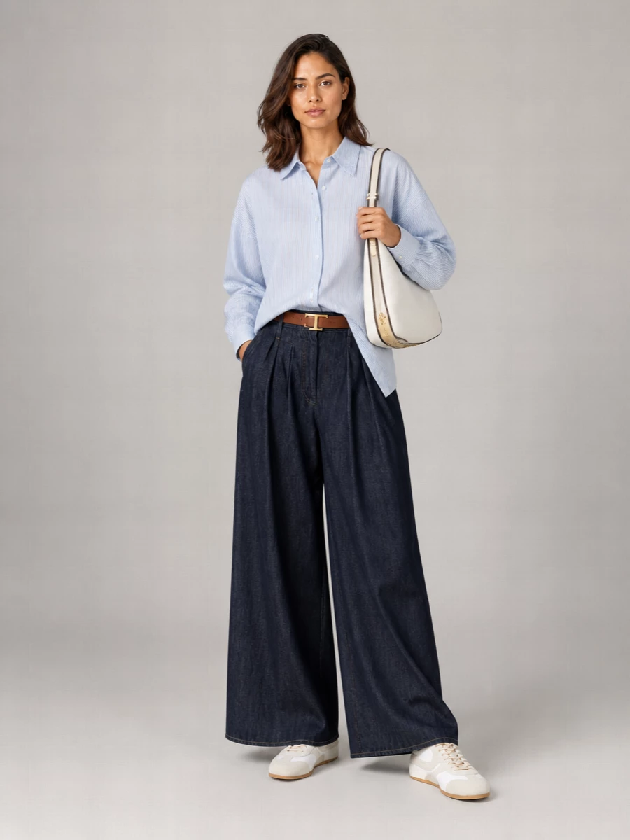 Dries Van Noten Denim Relaxed-Fit Wide-Leg Trousers