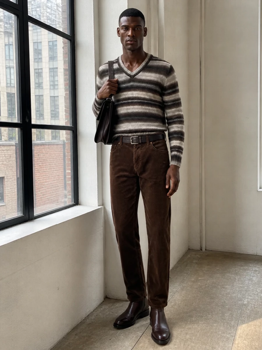 Dolce gabbana brown corduroy jeans outfit