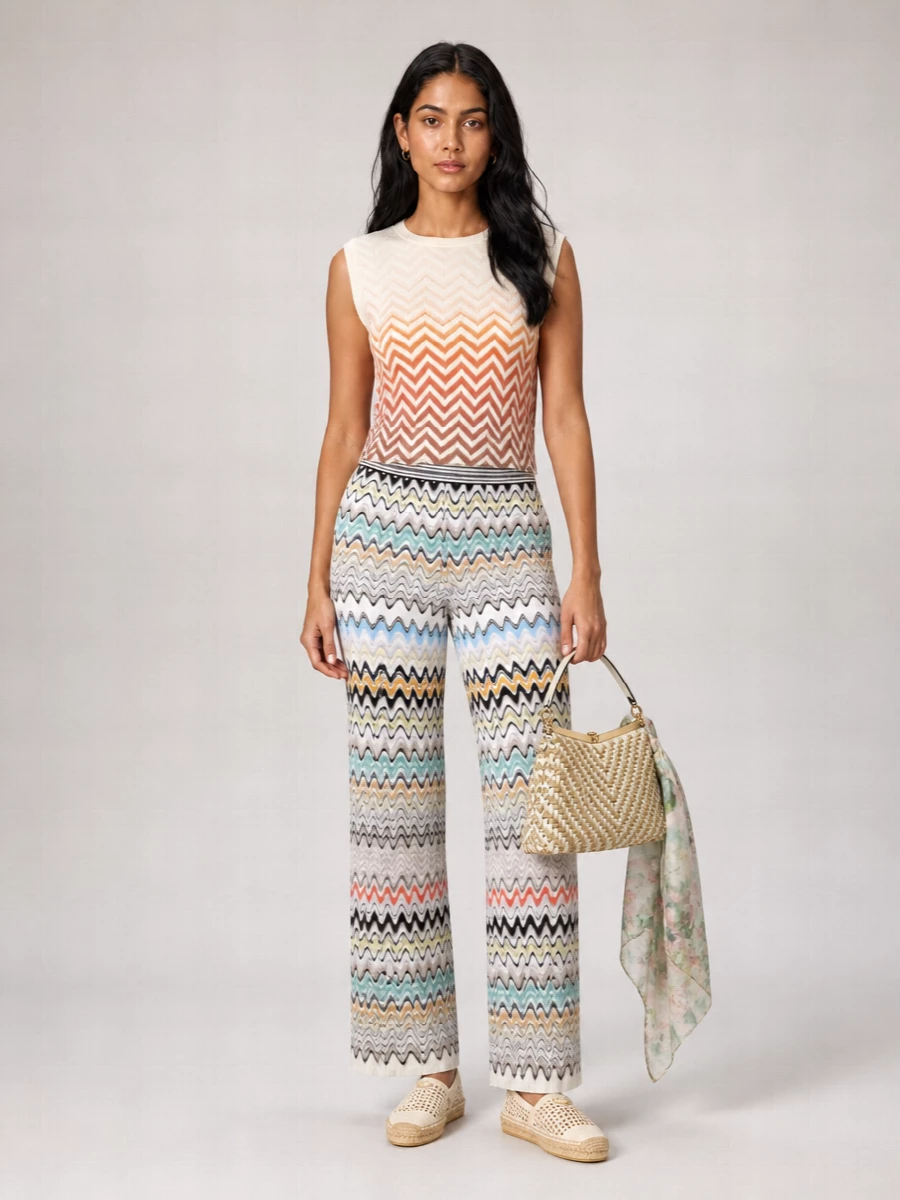 Missoni Zigzag-Knit Wide-Leg Knitted Trousers