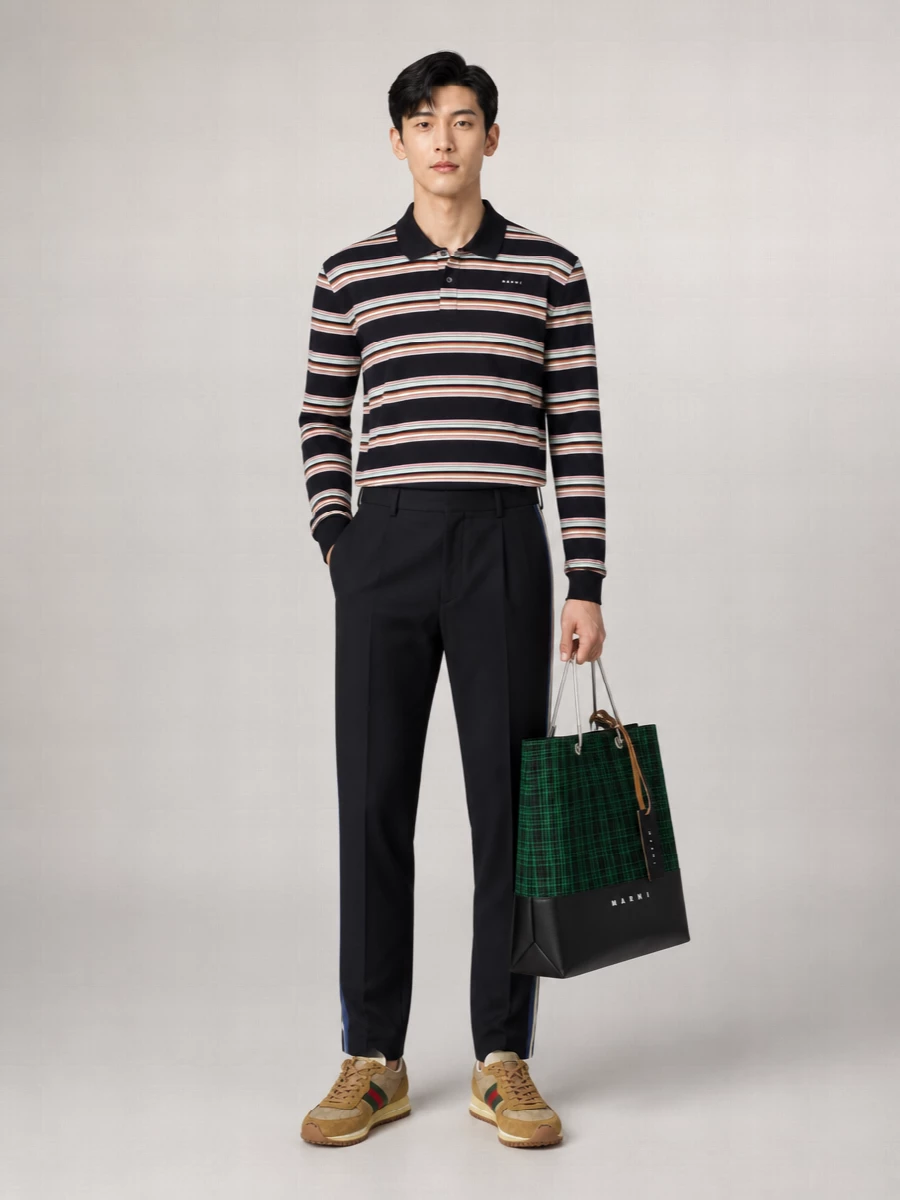 Gucci Leather And Fabric Low-Top Sneakers
