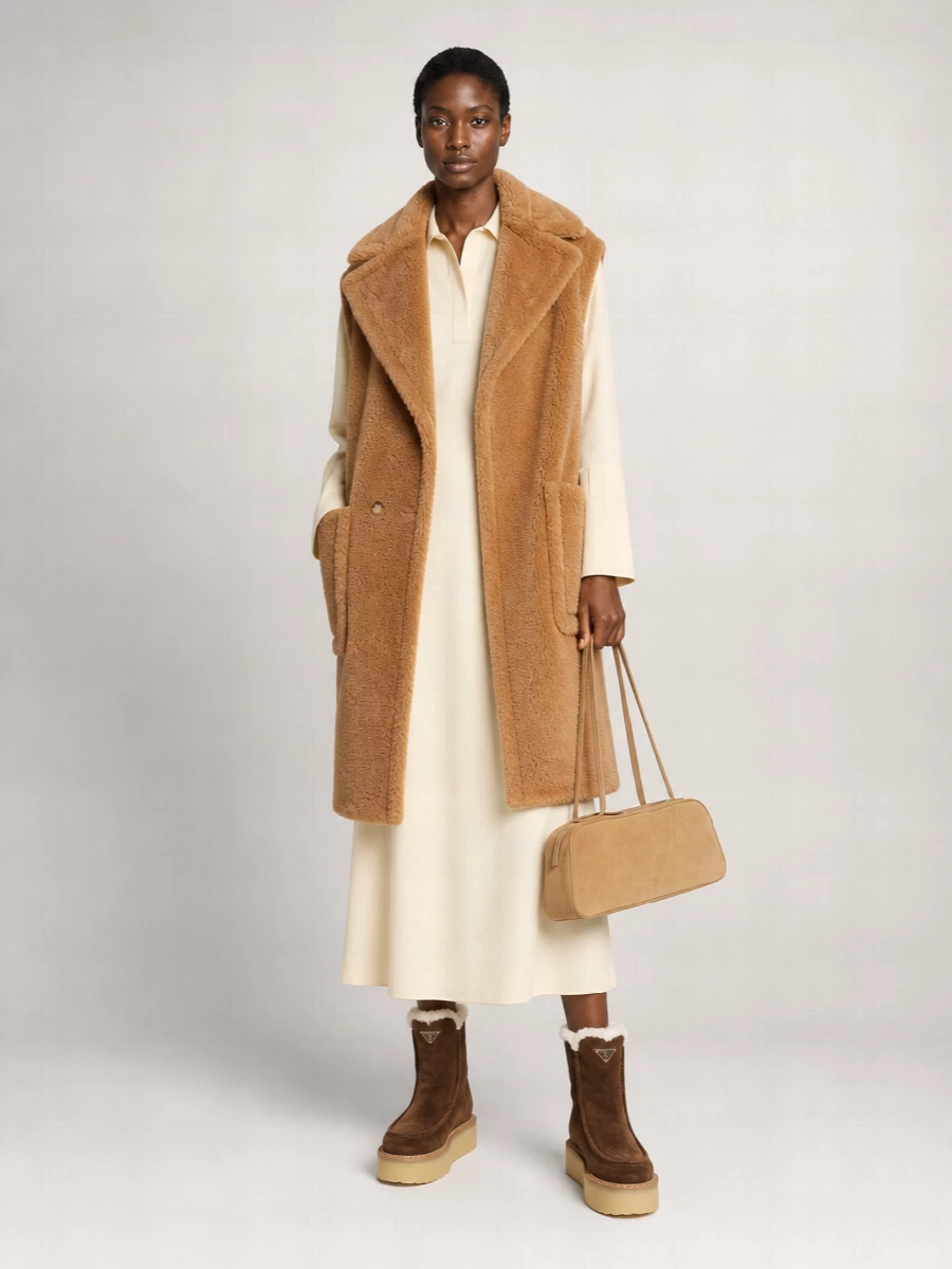 Max Mara Silk Blend Teddy Double-Breasted Vest