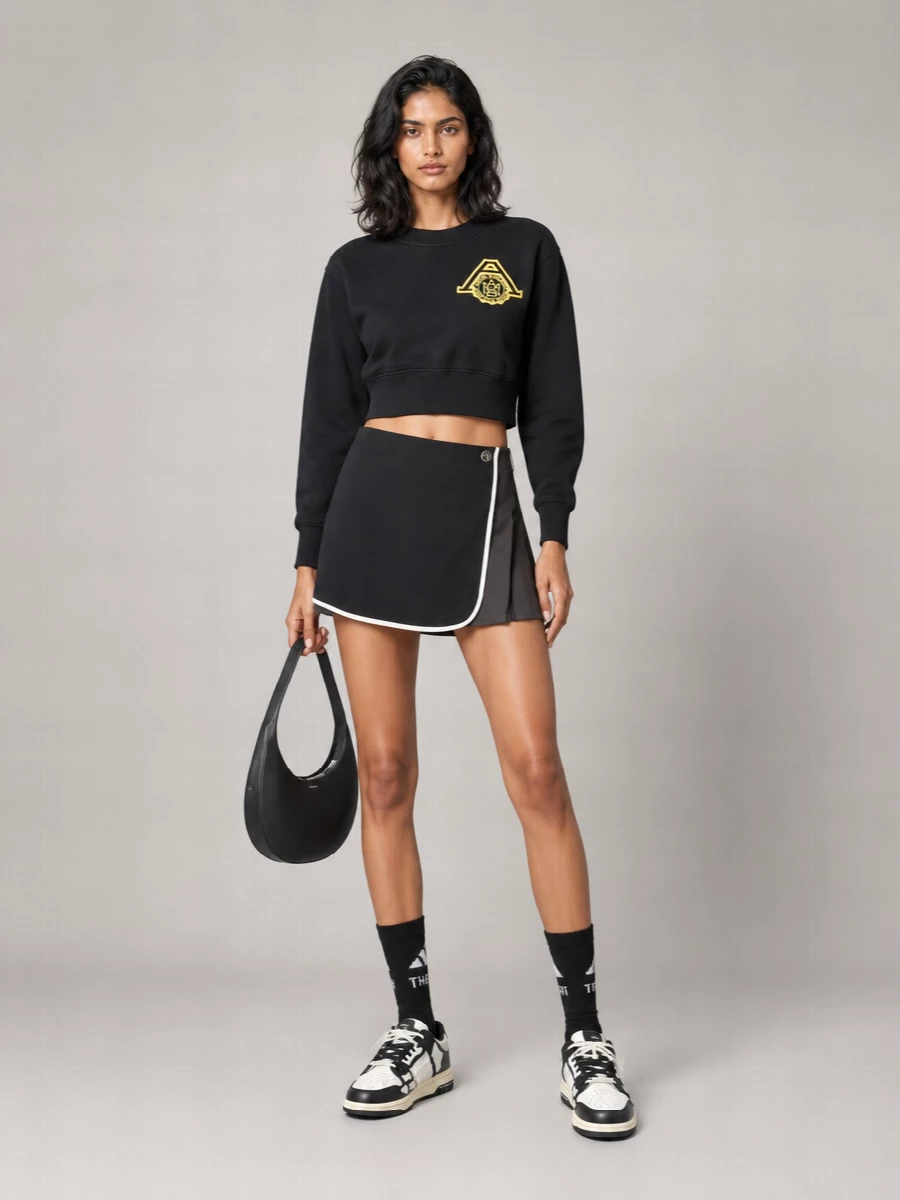 Ambush Cropped Cotton Logo-Embroidered Sweatshirt
