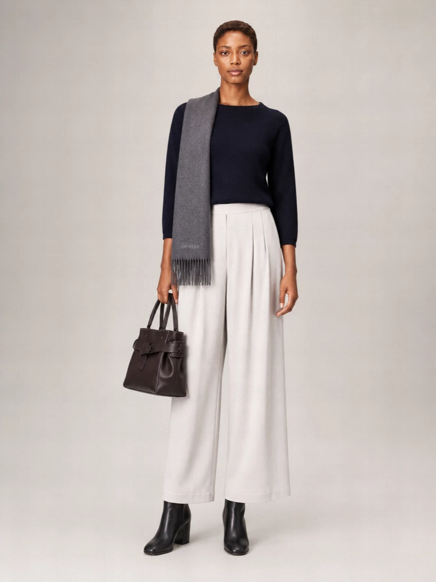 Fabiana Filippi Wool Blend Textured Knit Boat Neck Long Sleeve Sweater