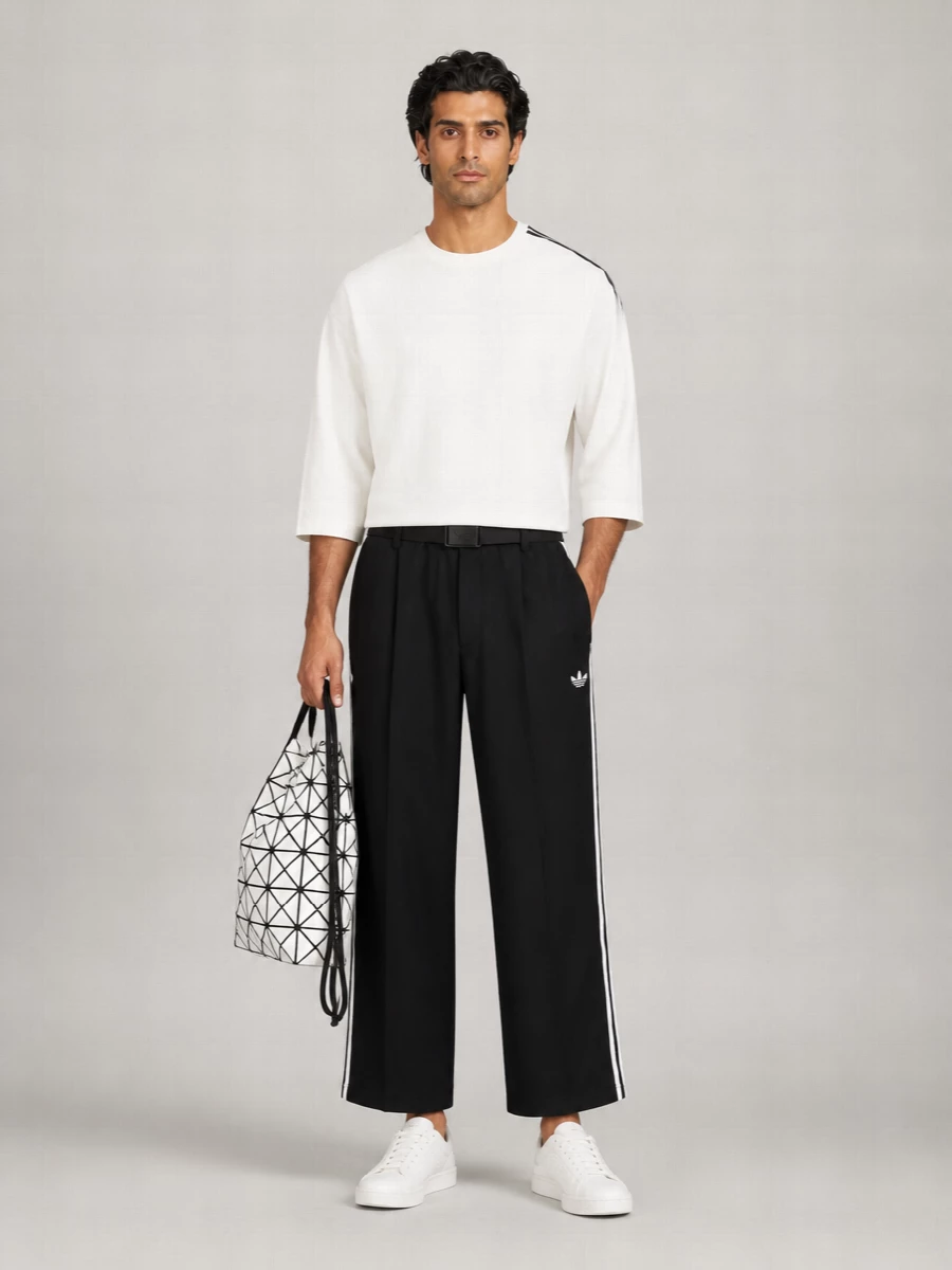 Y-3 Low Top Leather Sneakers With Perforated Round Toe