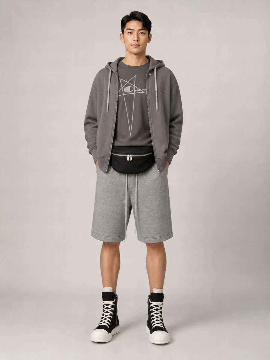 Rick Owens Cotton Hooded Zip-Up Sweatshirt