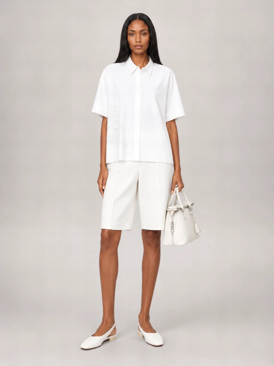 Fay Cotton Lace Short-Sleeve Shirt